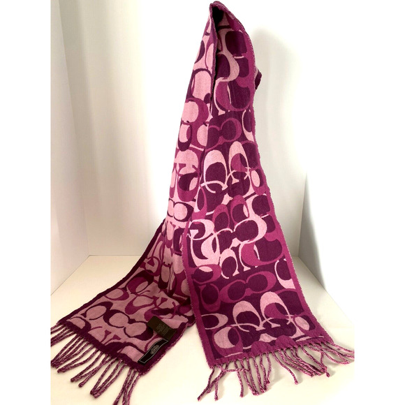 Coach Women' Coach Optic C Scarf Scarves & wraps 100% merion wool purple - Picture 1 of 11